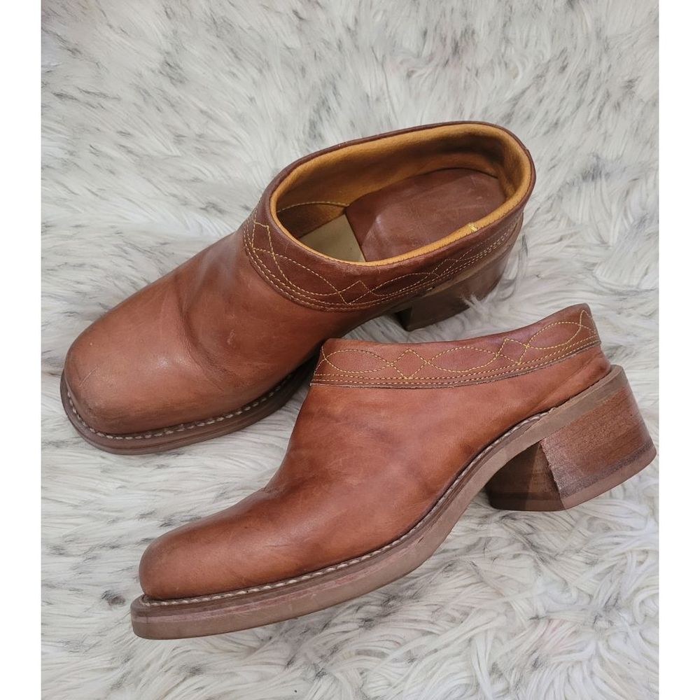 Frye Leather Heeled Mules, Women's 6